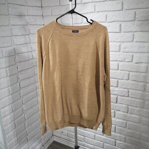 J. Crew Men's Size Large Lightweight Tan Round Neck Long Sleeves Sweater